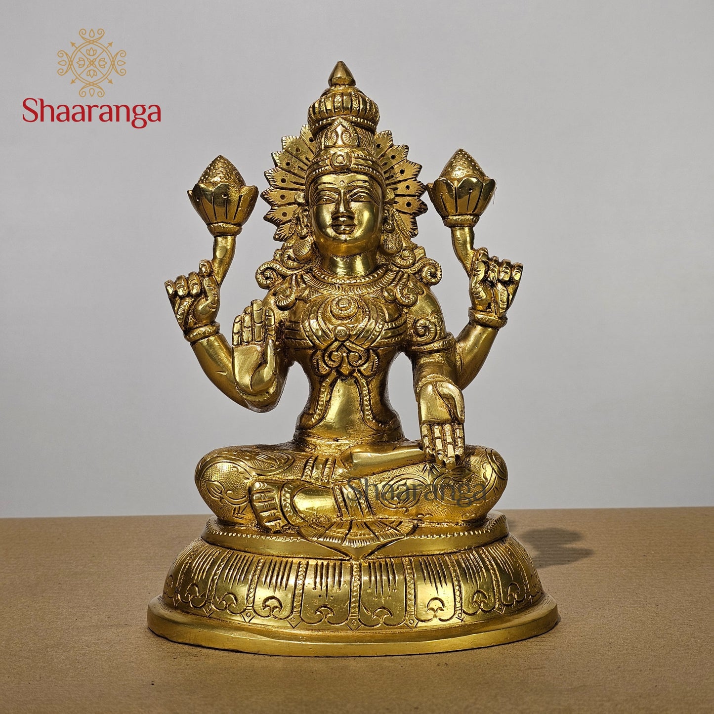 9.5 Inches Brass Lakshmi Sitting Idol