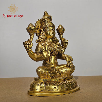 9.5 Inches Brass Lakshmi Sitting Idol
