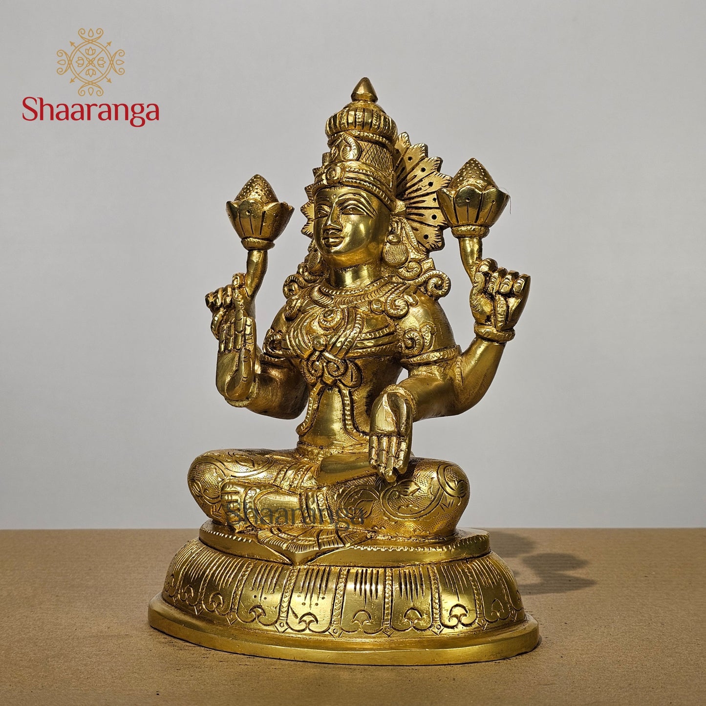 9.5 Inches Brass Lakshmi Sitting Idol