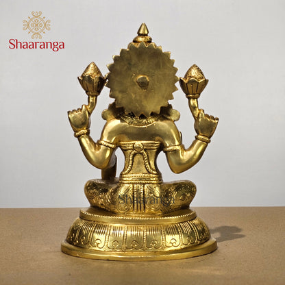 9.5 Inches Brass Lakshmi Sitting Idol