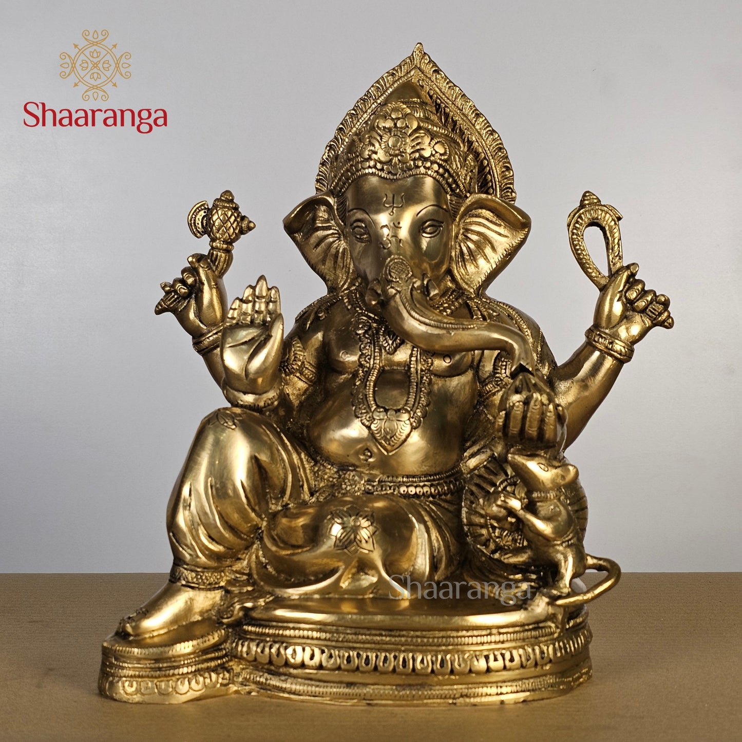 12.5 Inches Brass Ganesha Sitting