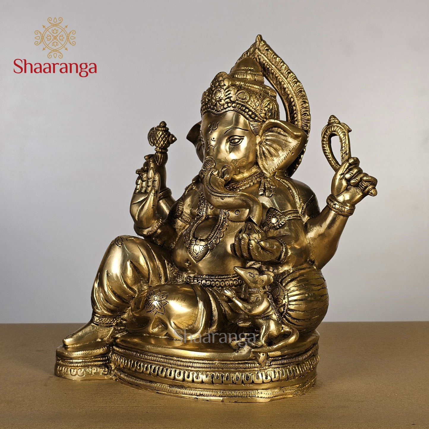 12.5 Inches Brass Ganesha Sitting