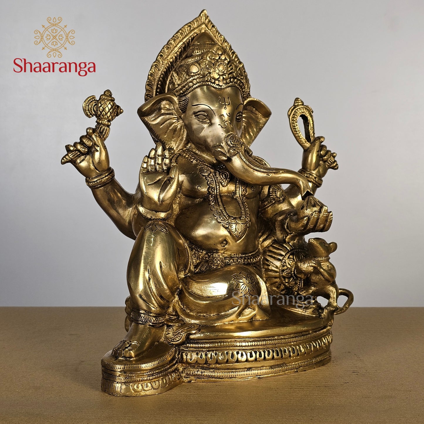 12.5 Inches Brass Ganesha Sitting