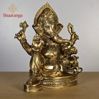 12.5 Inches Brass Ganesha Sitting
