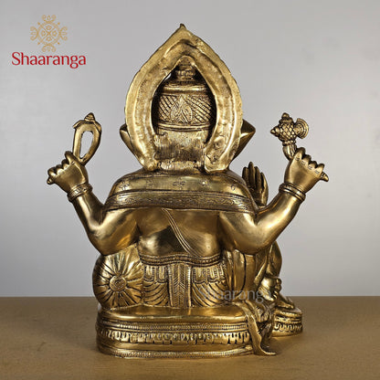12.5 Inches Brass Ganesha Sitting