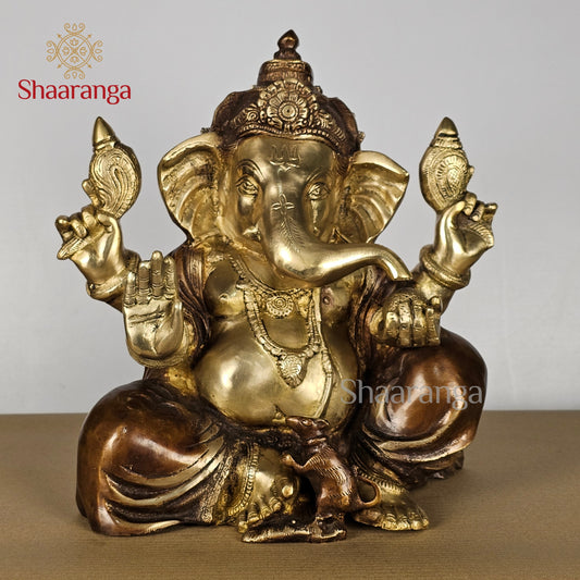 13 Inches Brass Two Tone Ganesha