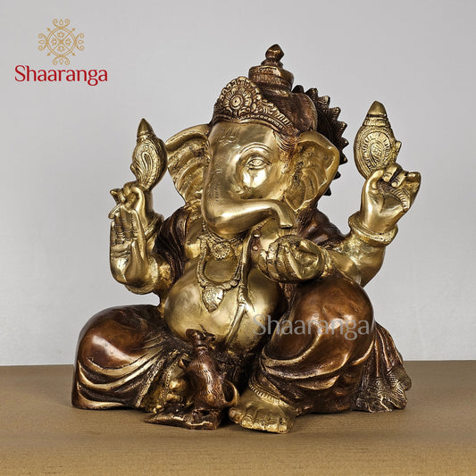 13 Inches Brass Two Tone Ganesha