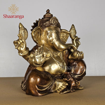 13 Inches Brass Two Tone Ganesha