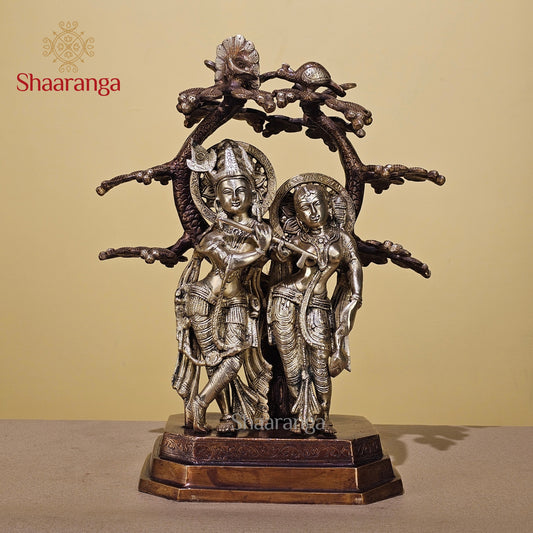 18.5 Inches Brass Radha Krishna Under Tree