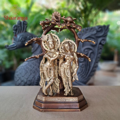15 Inches Brass Two Tone Radha Krishna Under Tree