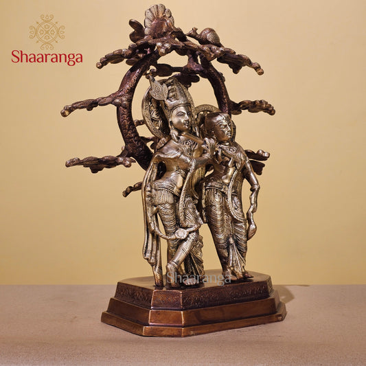 18.5 Inches Brass Radha Krishna Under Tree