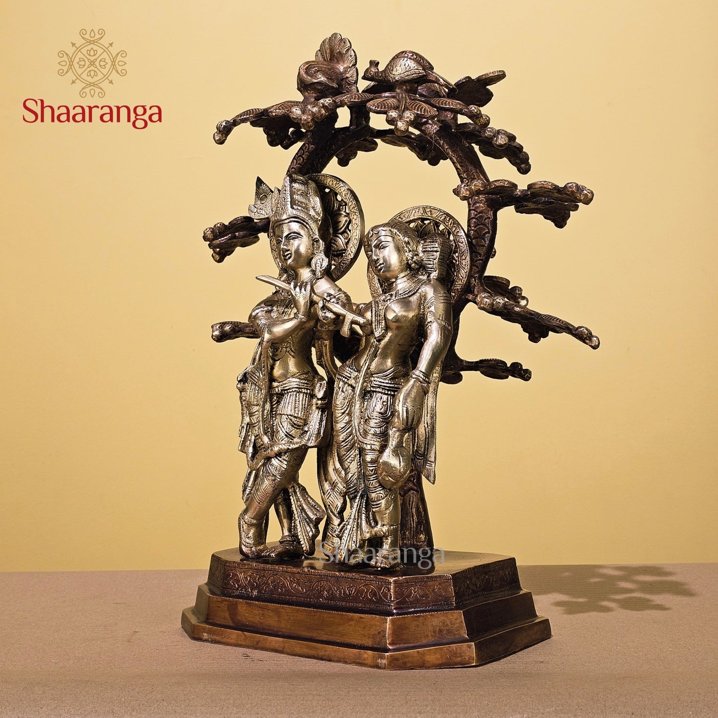 18.5 Inches Brass Radha Krishna Under Tree
