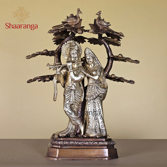 16.5 Inches Brass Radha Krishna with Tree