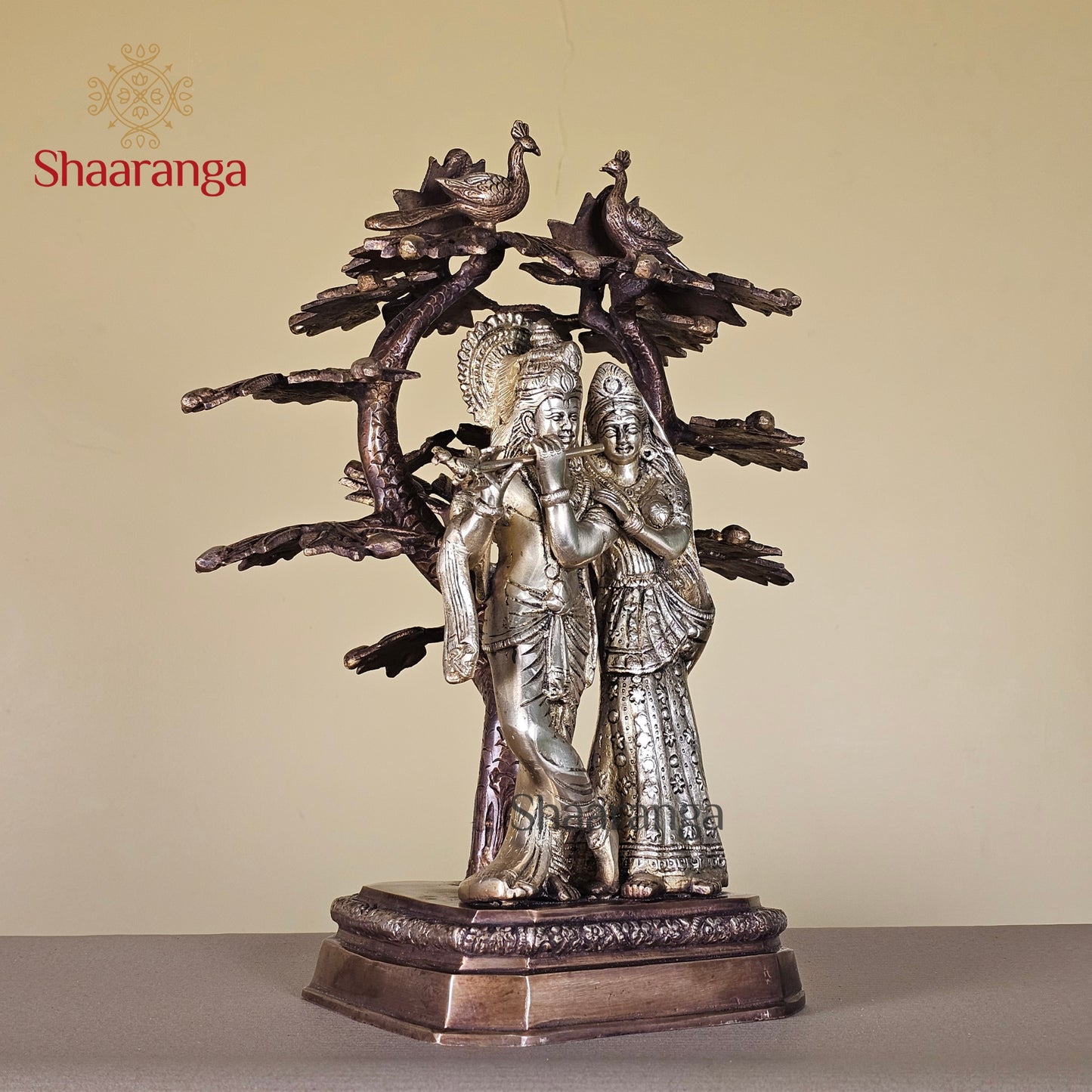 16.5 Inches Brass Radha Krishna with Tree