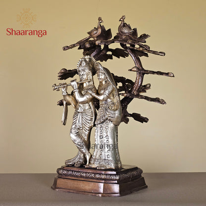 16.5 Inches Brass Radha Krishna with Tree