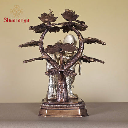 16.5 Inches Brass Radha Krishna with Tree