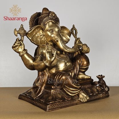 14.5 Inches Brass Two Tone Ganesha On Base