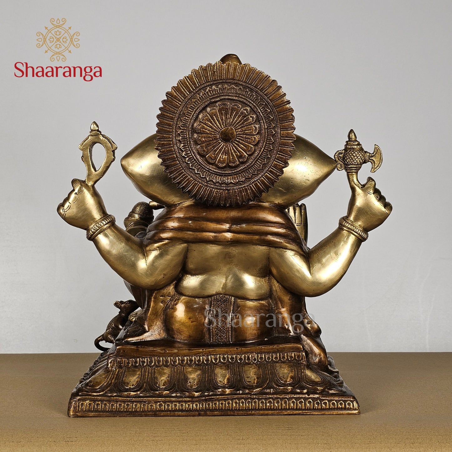 14.5 Inches Brass Two Tone Ganesha On Base