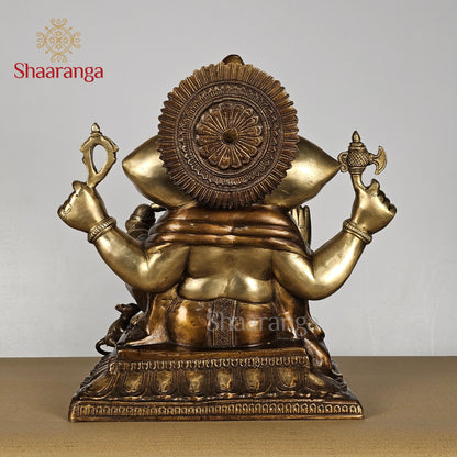 14.5 Inches Brass Two Tone Ganesha On Base