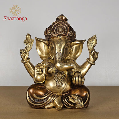 12 Inches Brass Appu Ganesha