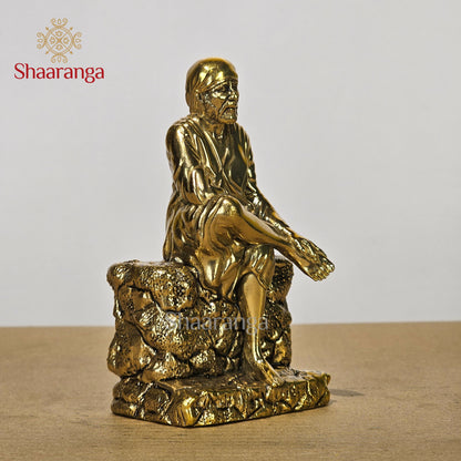 5 Inches Brass Sai Baba Sitting Idol