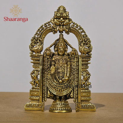 6 Inches Fine Brass Tirupati Balaji Idol - Premium Handcrafted Deity Statue