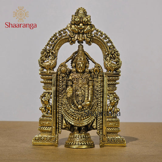 6 Inches Fine Brass Tirupati Balaji Idol - Premium Handcrafted Deity Statue