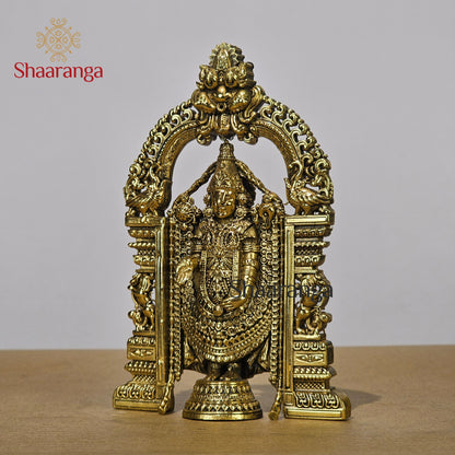 6 Inches Fine Brass Tirupati Balaji Idol - Premium Handcrafted Deity Statue