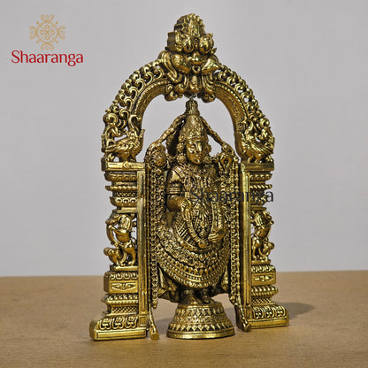 6 Inches Fine Brass Tirupati Balaji Idol - Premium Handcrafted Deity Statue