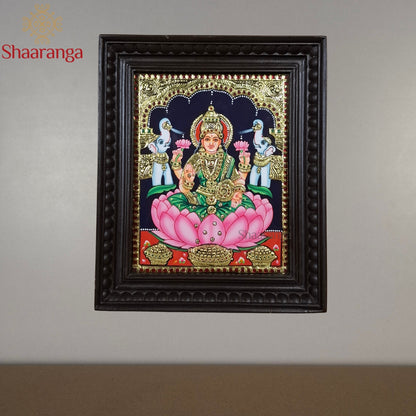 12x10 Inches Lakshmi in Lotus Tanjore Painting with 22k Gold Work