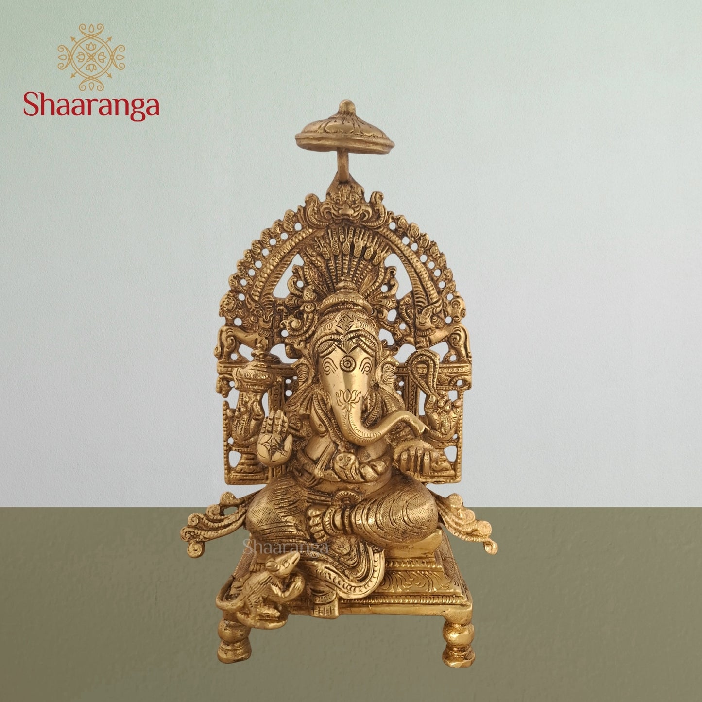 9 Inches Brass Ganesha With Arch