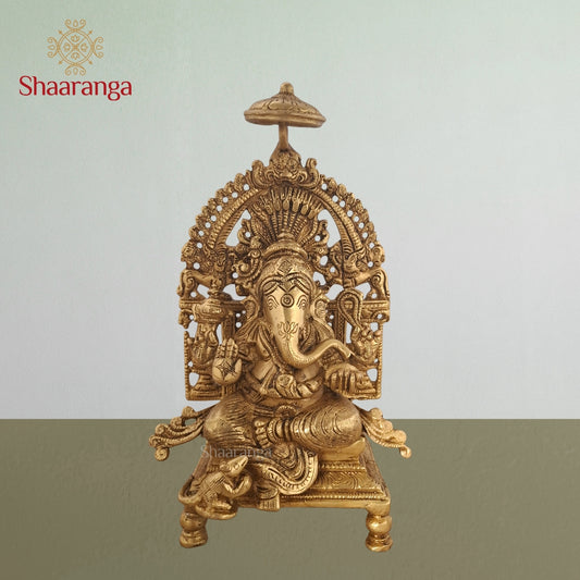 9 Inches Brass Ganesha With Arch