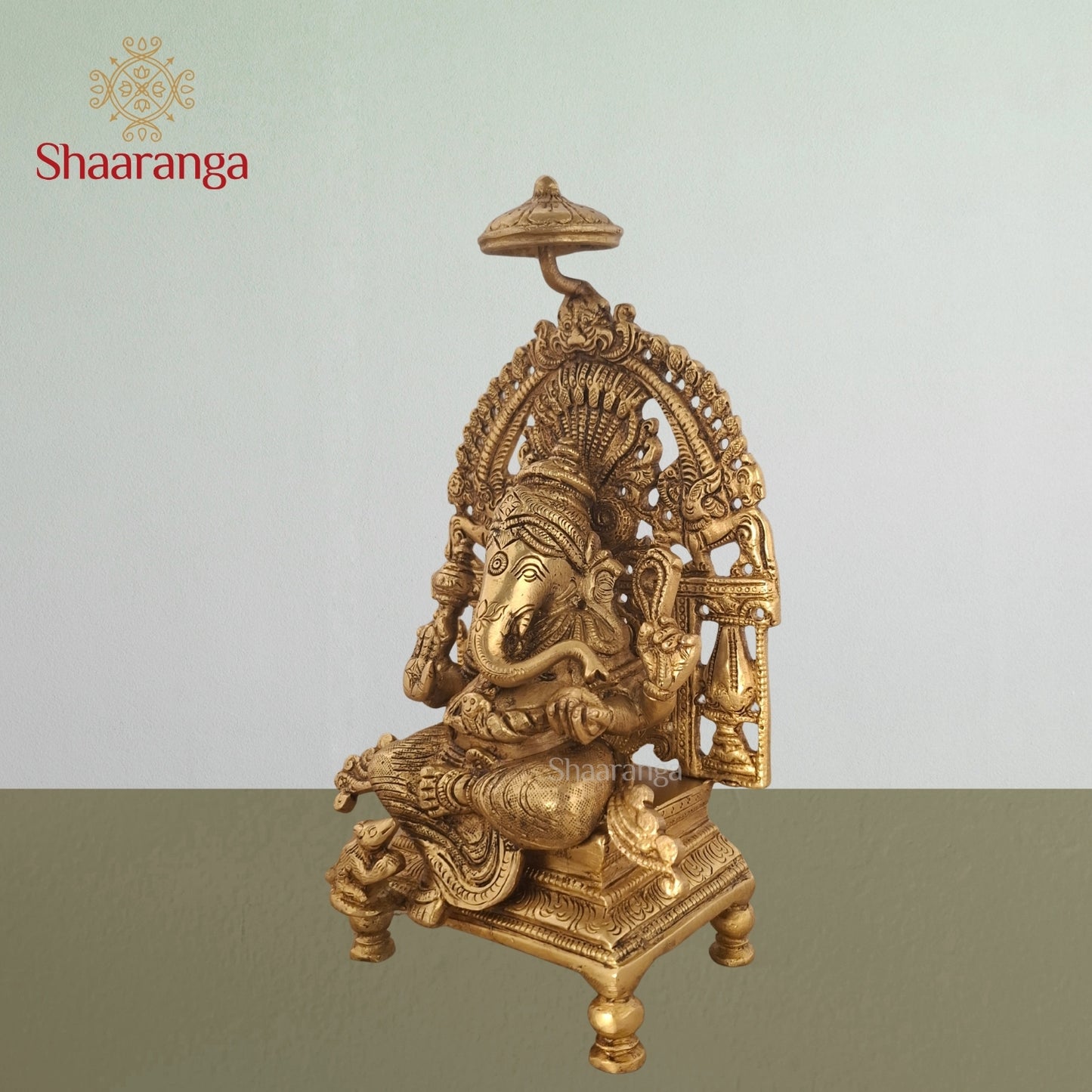 9 Inches Brass Ganesha With Arch