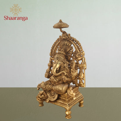 9 Inches Brass Ganesha With Arch