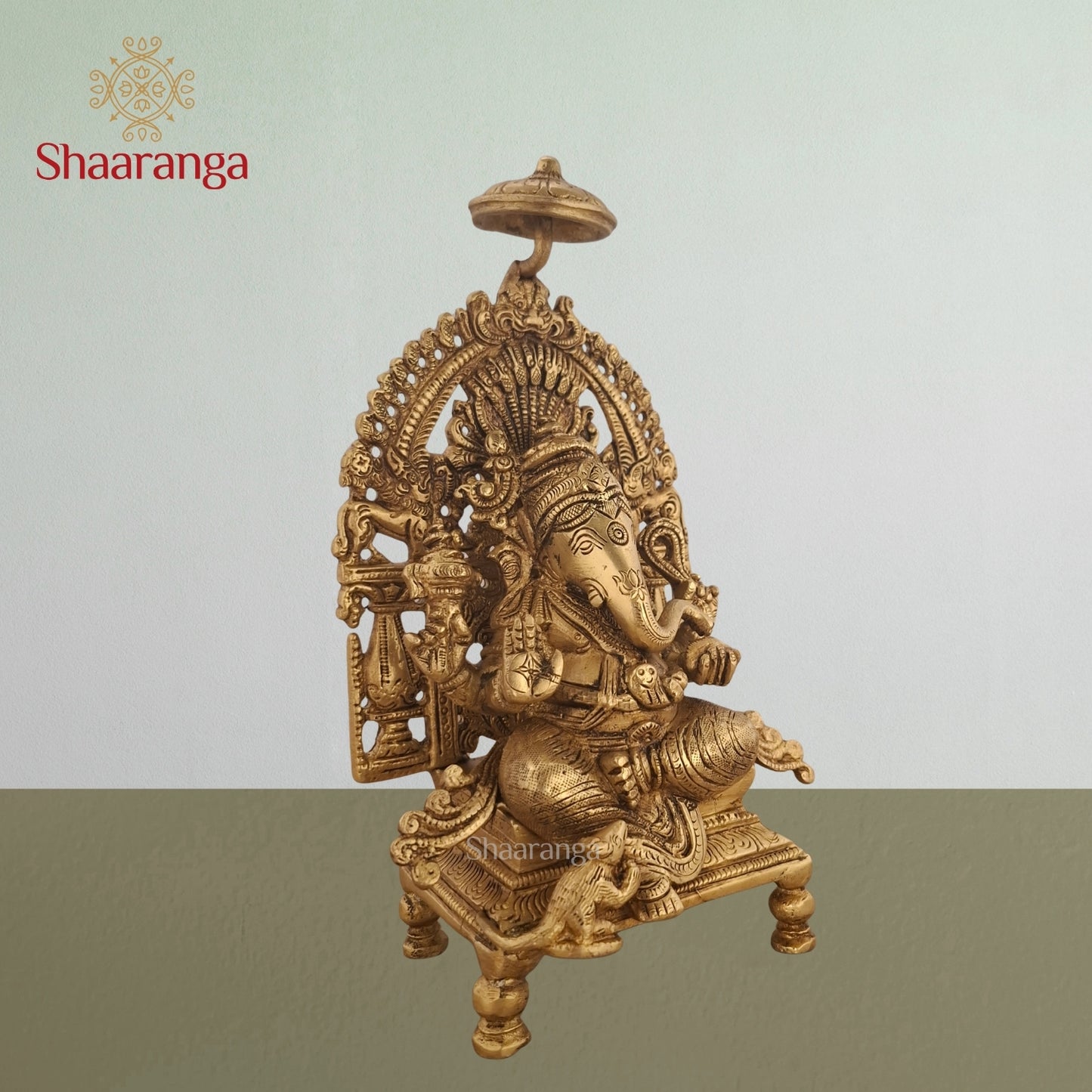9 Inches Brass Ganesha With Arch