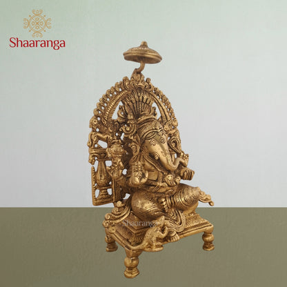 9 Inches Brass Ganesha With Arch