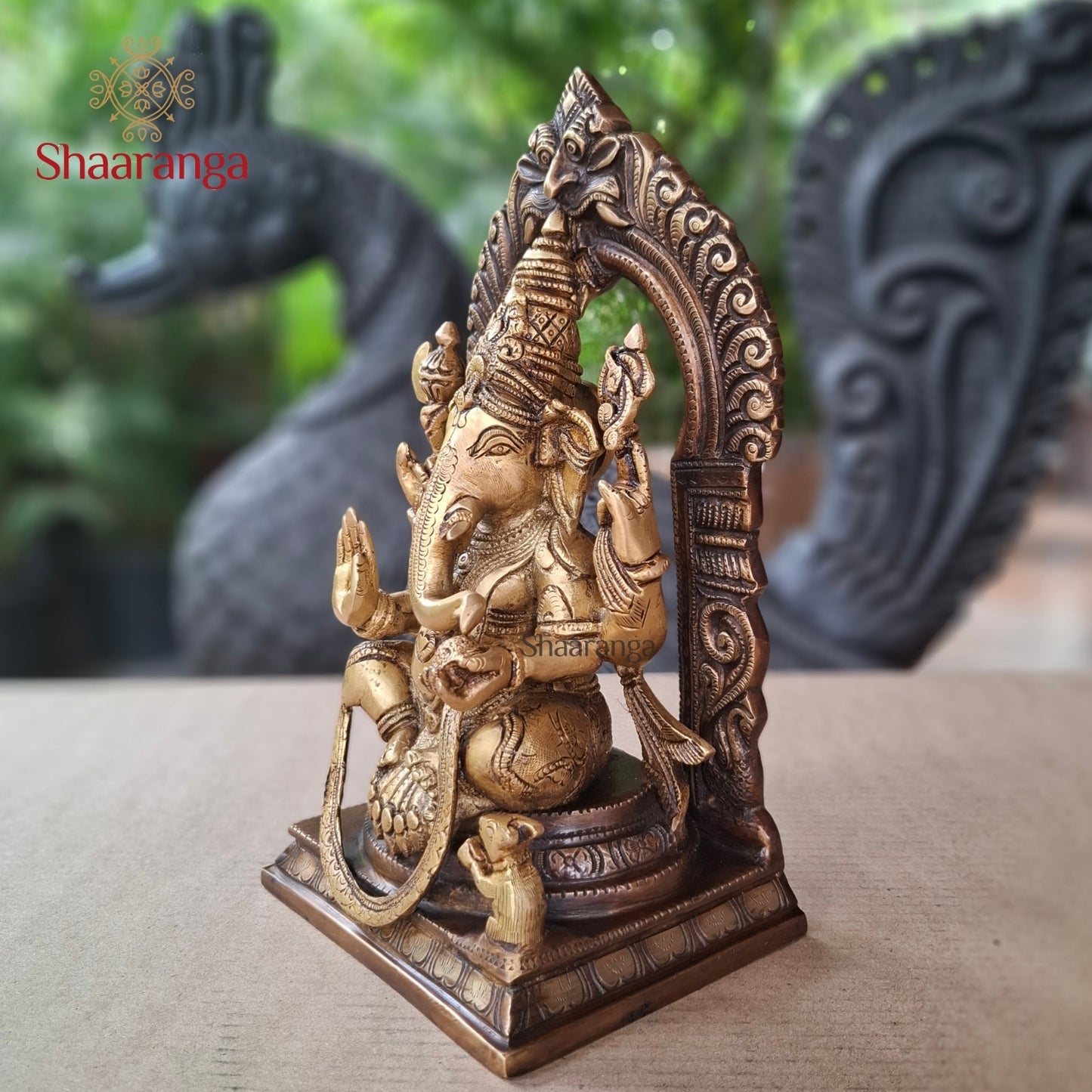 11 Inches Brass Ganesha With Arch