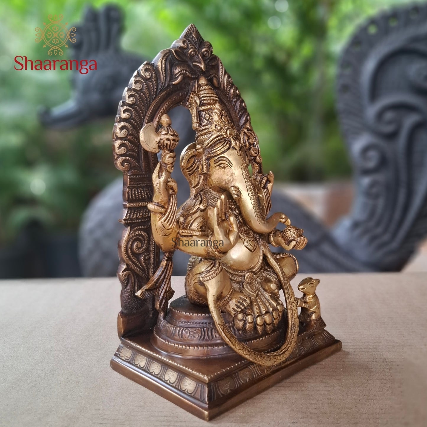 11 Inches Brass Ganesha With Arch