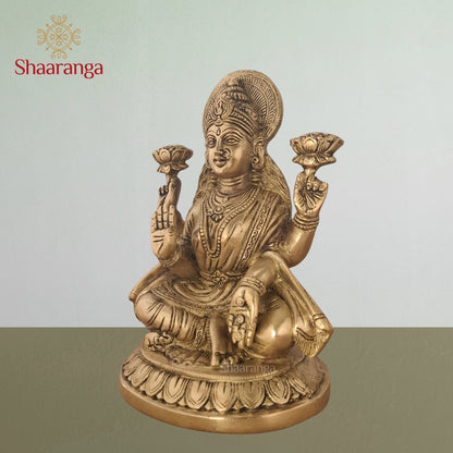 8 Inches Brass  Laxmi Sitting On Lotus Base