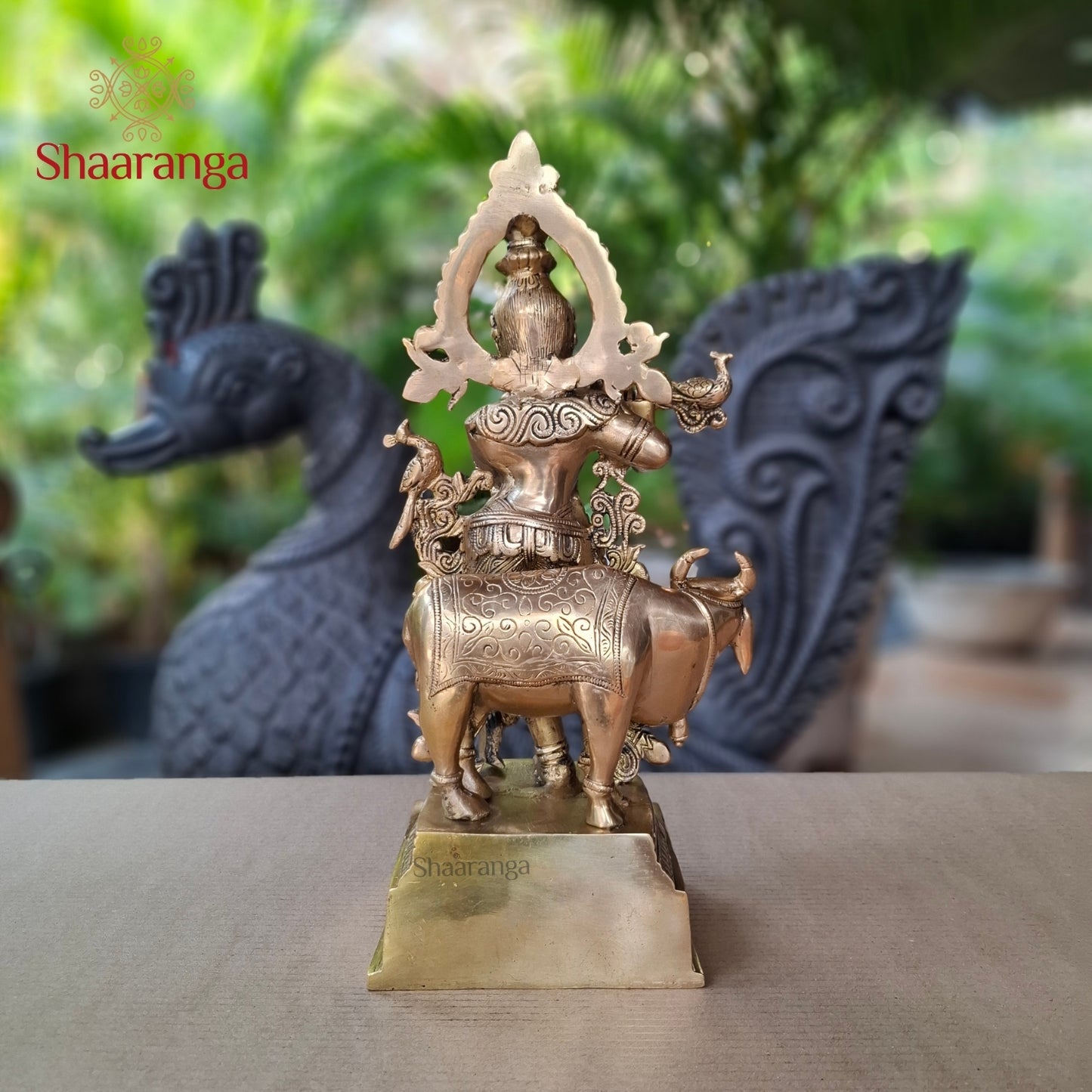 16 Inches Brass Krishna With Cow
