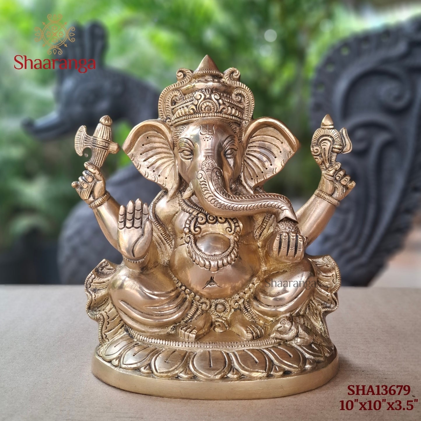 10 Inches Brass Ganesha Sitting