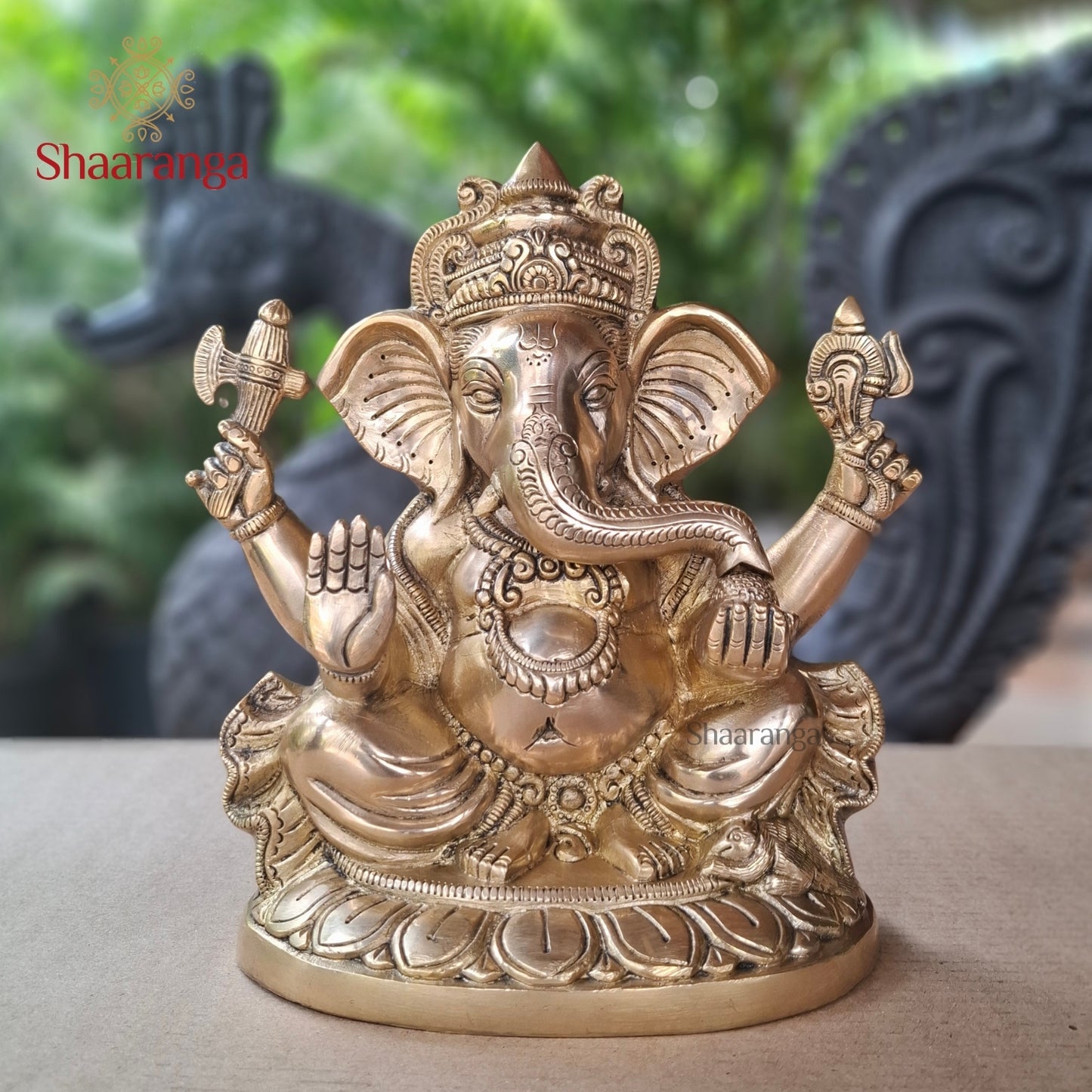 10 Inches Brass Ganesha Sitting