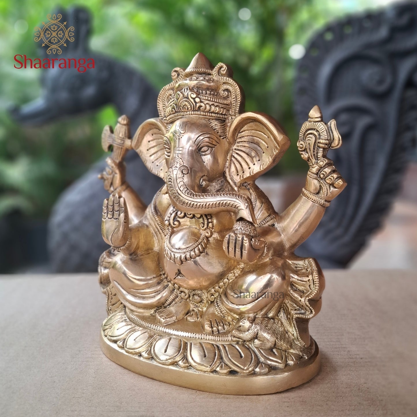 10 Inches Brass Ganesha Sitting