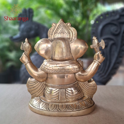 10 Inches Brass Ganesha Sitting