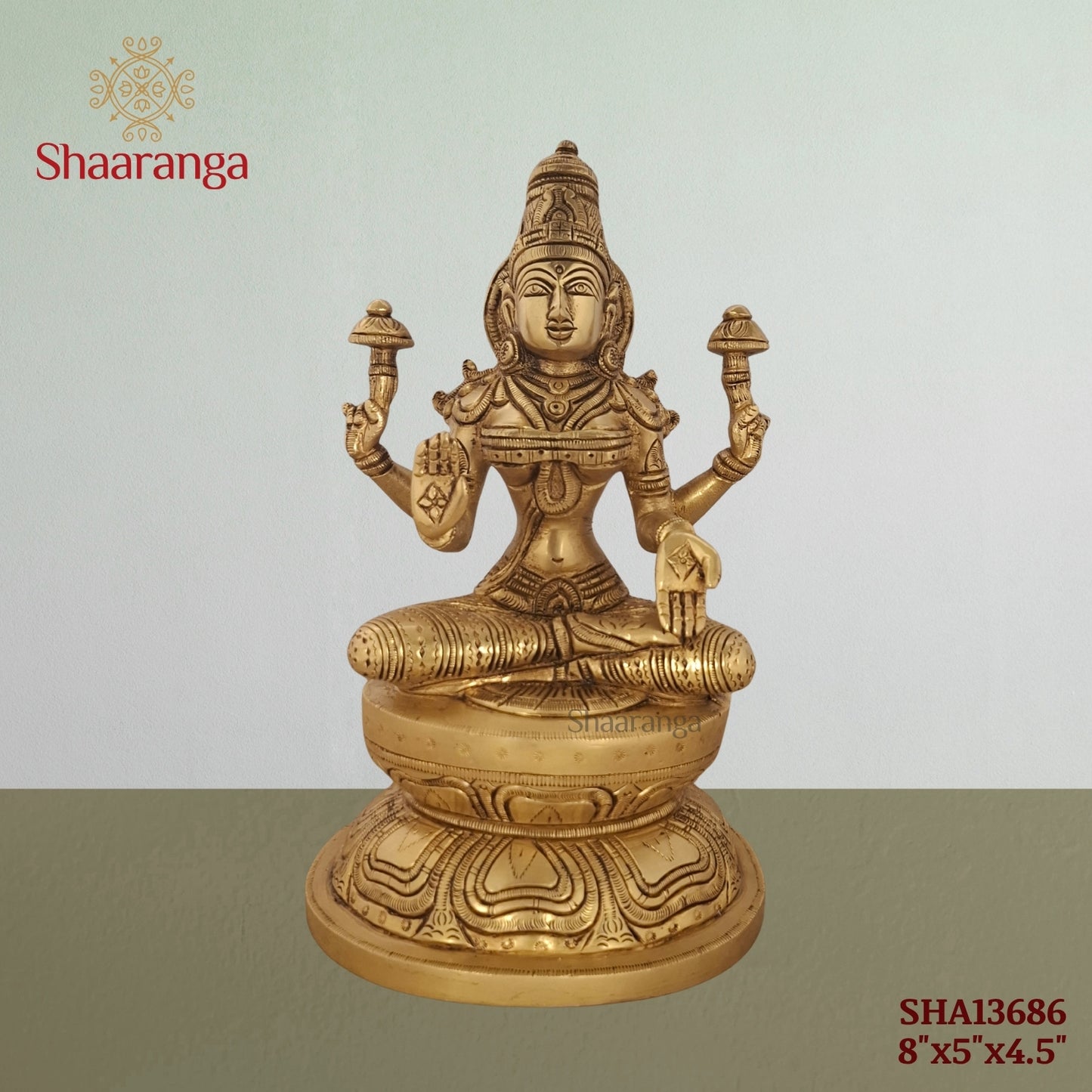 8 Inches Brass Laxmi Sitting