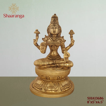 8 Inches Brass Laxmi Sitting
