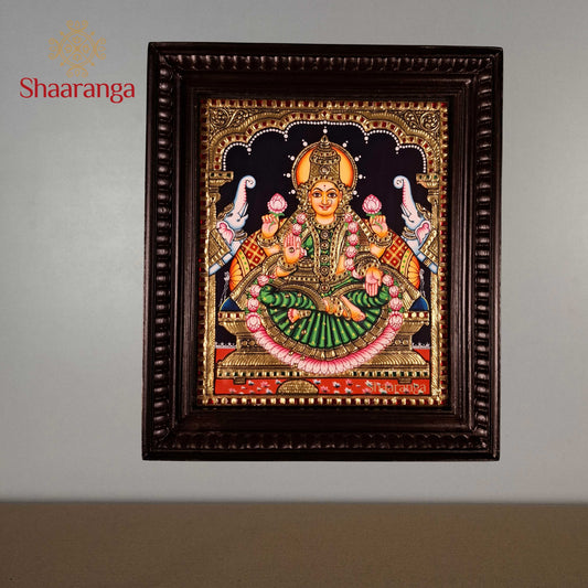 14x12 Inches Lakshmi Devi Tanjore Painting with 22k Gold Work