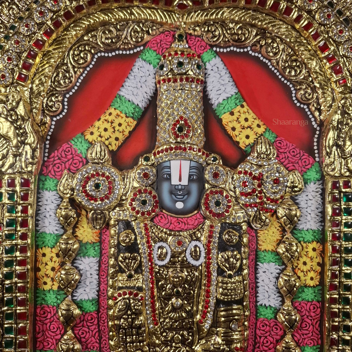 Lord Venkateshwara Swamy with Goddess Lakshmi Tanjore Painting – Authentic 22K Gold Foil Artwork