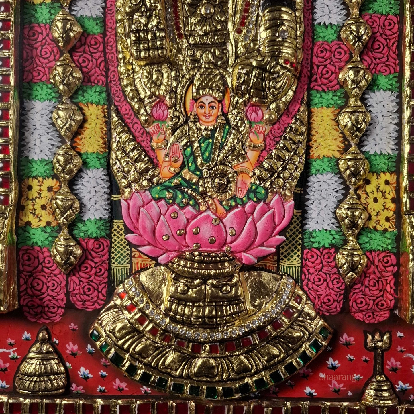Lord Venkateshwara Swamy with Goddess Lakshmi Tanjore Painting – Authentic 22K Gold Foil Artwork