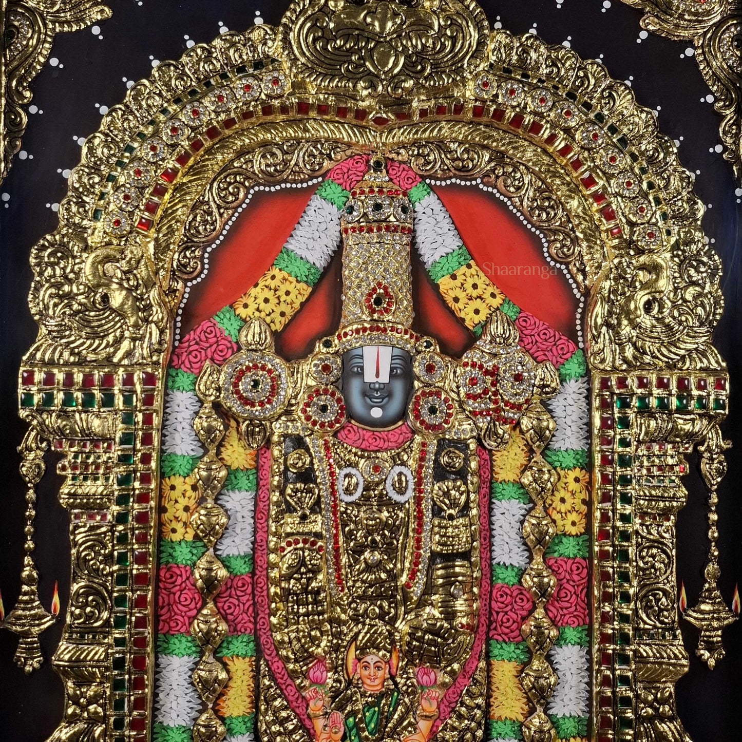 Lord Venkateshwara Swamy with Goddess Lakshmi Tanjore Painting – Authentic 22K Gold Foil Artwork